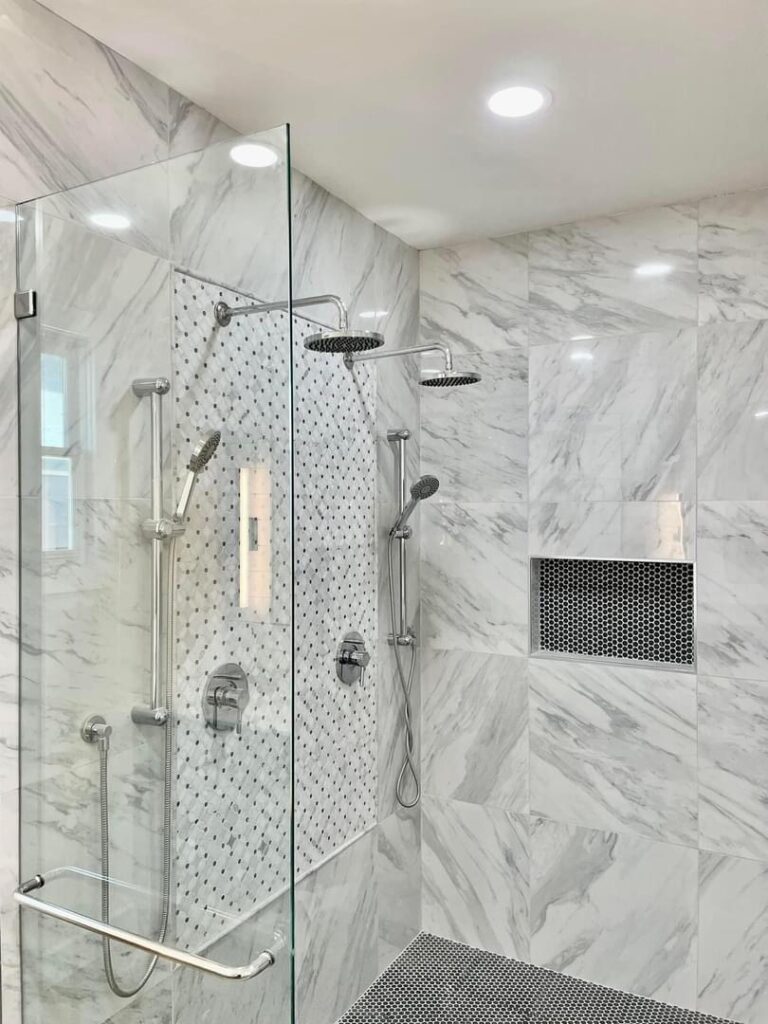 Home Addition Kitchen Master Suite Bedroom Bathroom Deck in Monte Vista San Antonio 78212 finished shower - GTex General Contracting
