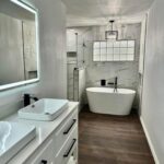 Two piece freestanding tub shower vanity bathroom remodel in San Antonio - GTex General Contracting