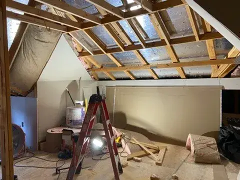 Attic conversion to home gym renovation in San Antonio 78249 near UTSA sheetrock tape float - GTex General Contracting